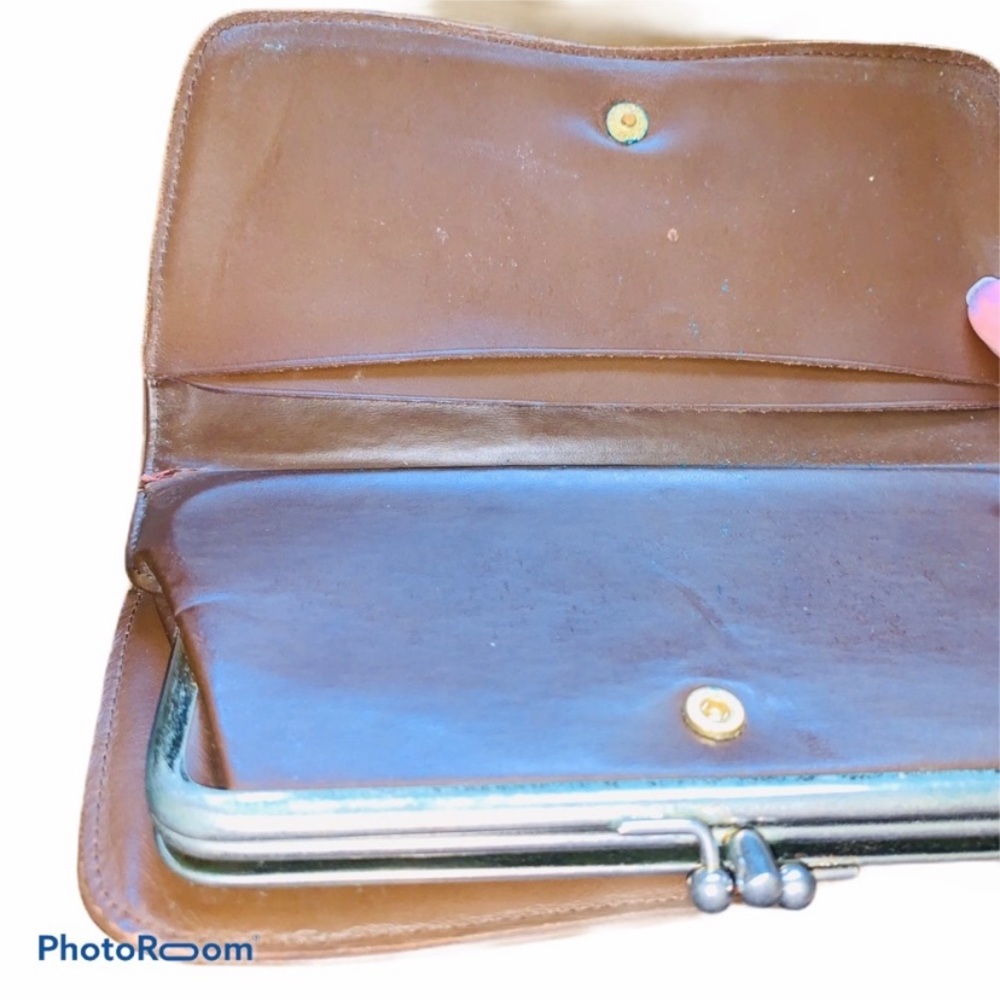 Amity Vintage Leather Tweed Clutch Wallet - Picture 8 of 8